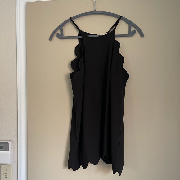 Entro Black scalloped-edge peplum top, medium. - Picture 3 of 8